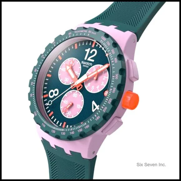 Unisex Quartz Chronograph Watch Polymer Case Green Strap Retro Sporty